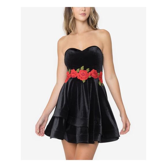 B DARLIN Dresses & Skirts - B DARLIN Womens Velvet Sleeveless Sweetheart Neckline Mini Cocktail A-Line Dress